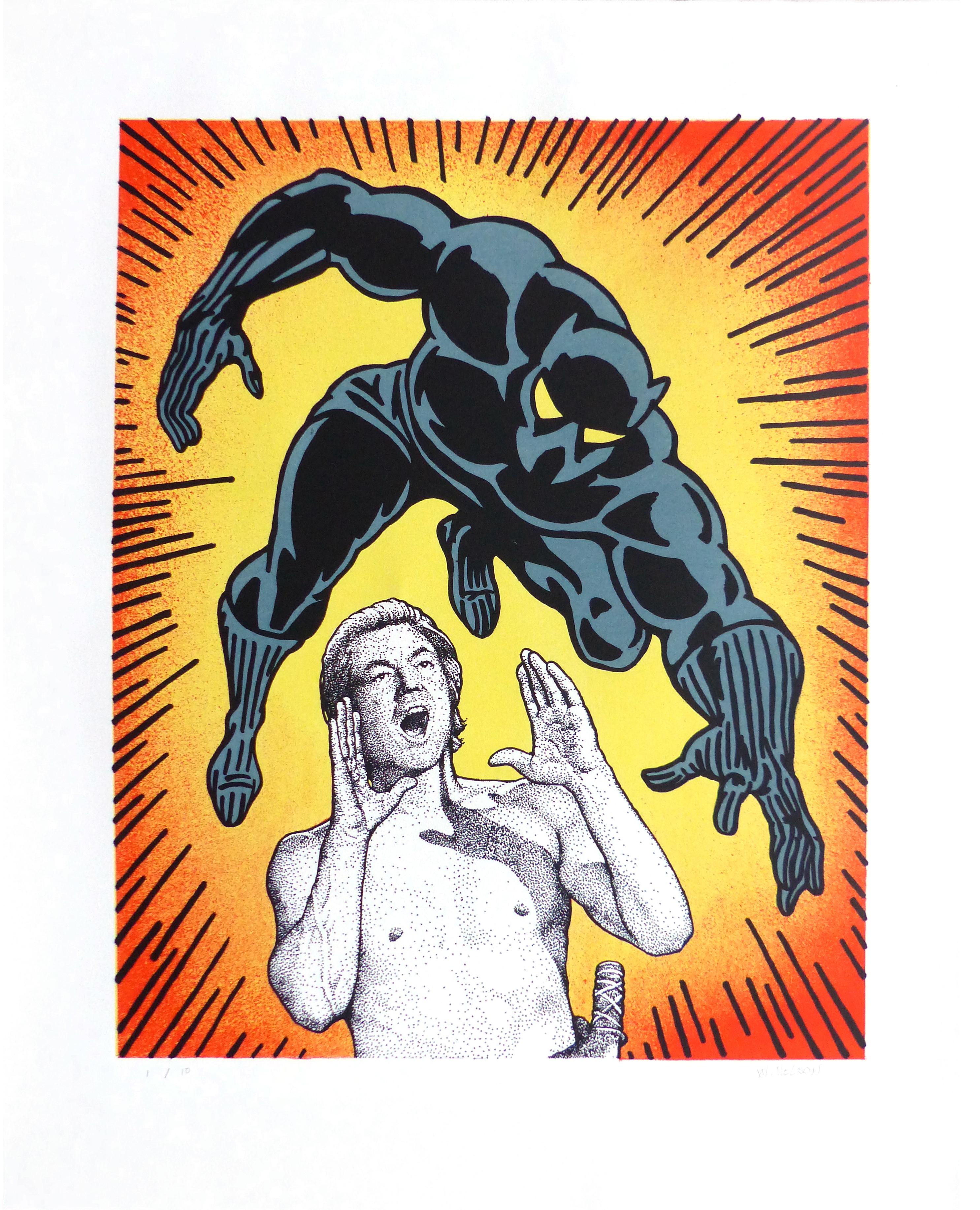 Figurative Print William Nelson - Johnny and the Black Panther (Johnny and the Black Panthère)