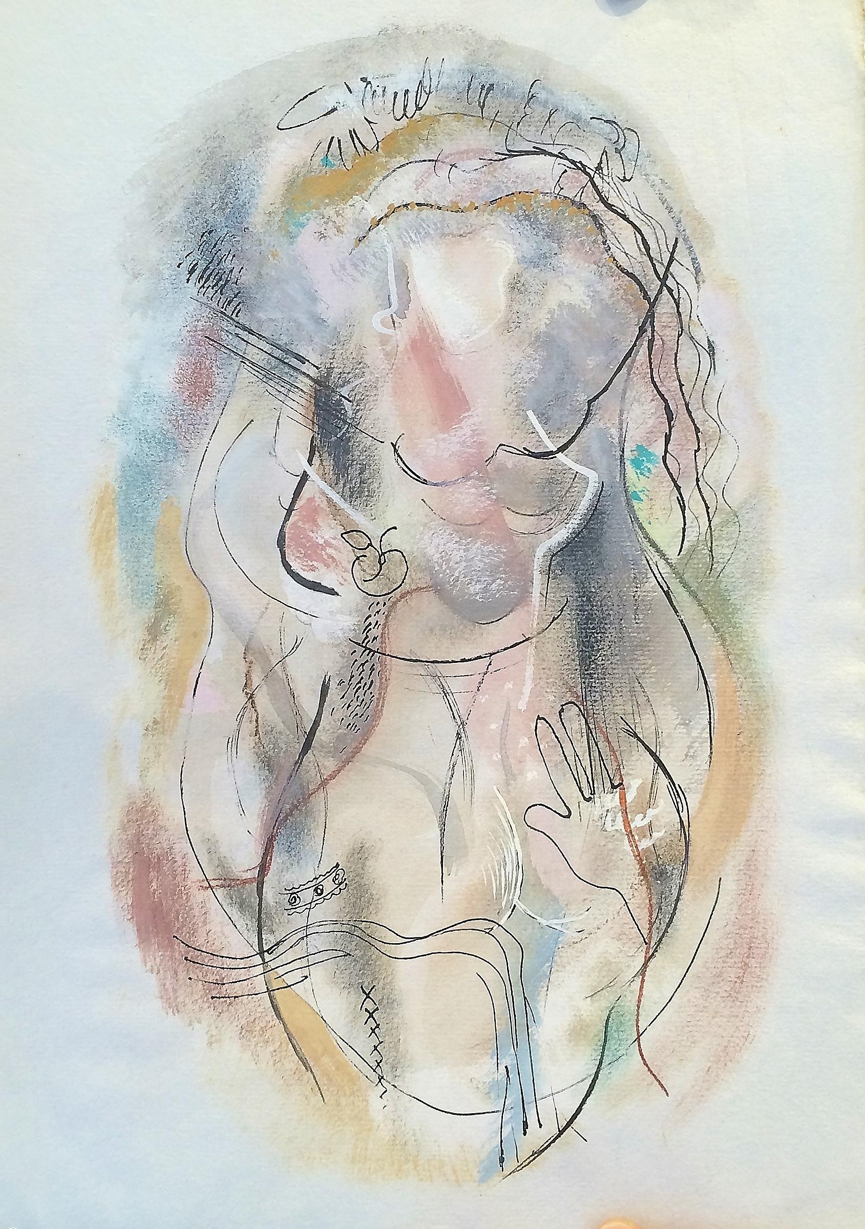 Konrad Cramer Abstract Drawing - Untitled Abstracted Nude