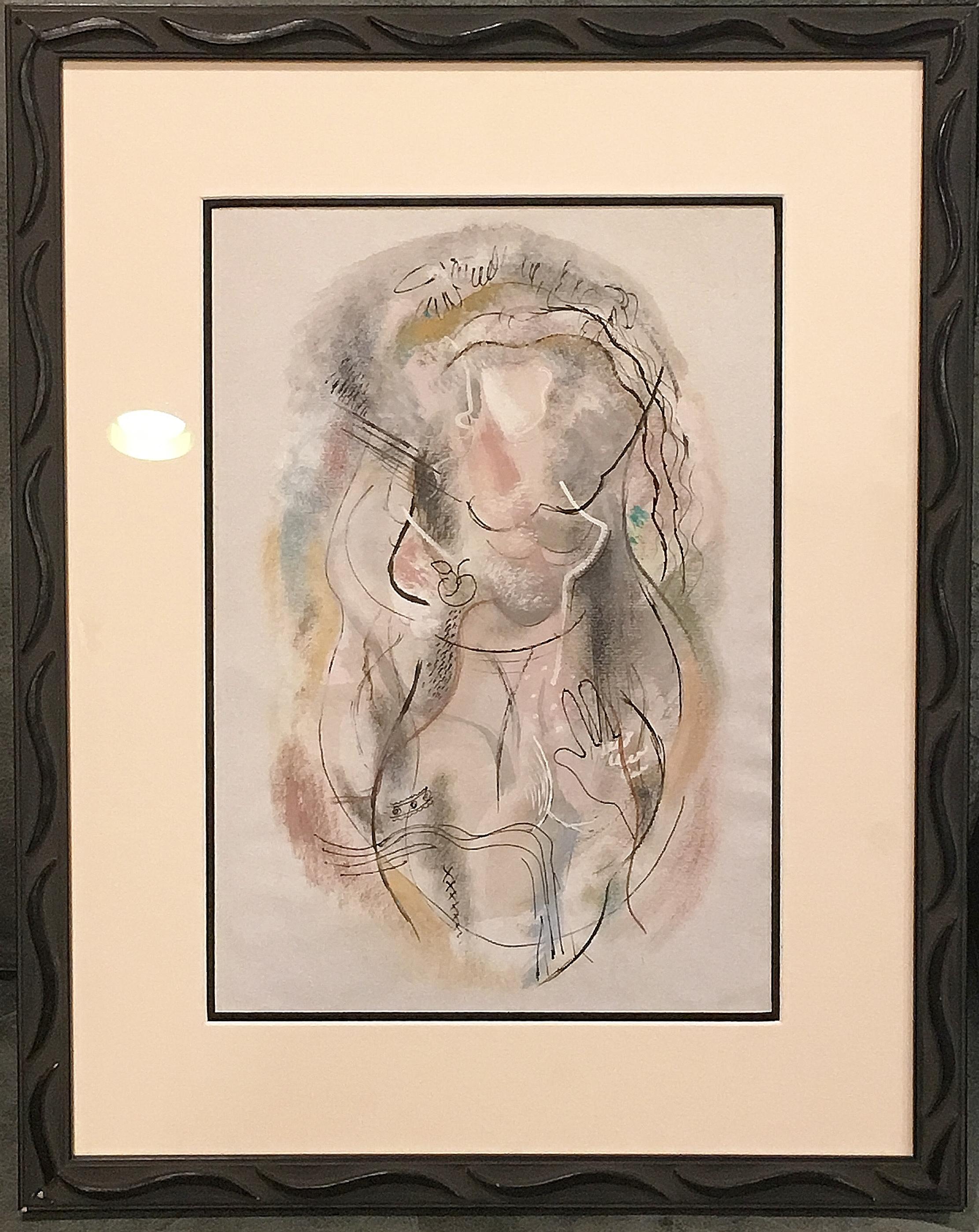 Untitled Abstracted Nude - Gray Abstract Drawing by Konrad Cramer