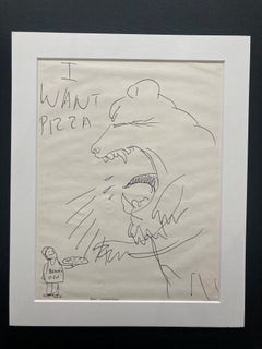 Encre sur papier « I Want Pizza » de Daniel Johnston