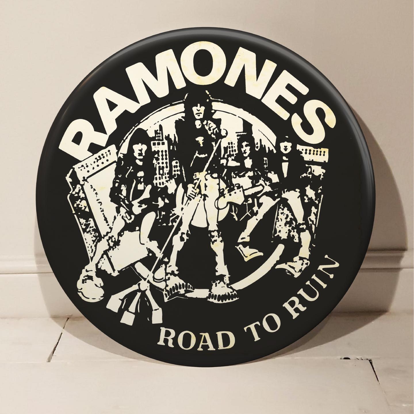 Ramones "Road To Ruin" Giant Handmade 3D Vintage Button - Mixed Media Art by Tony Dennis