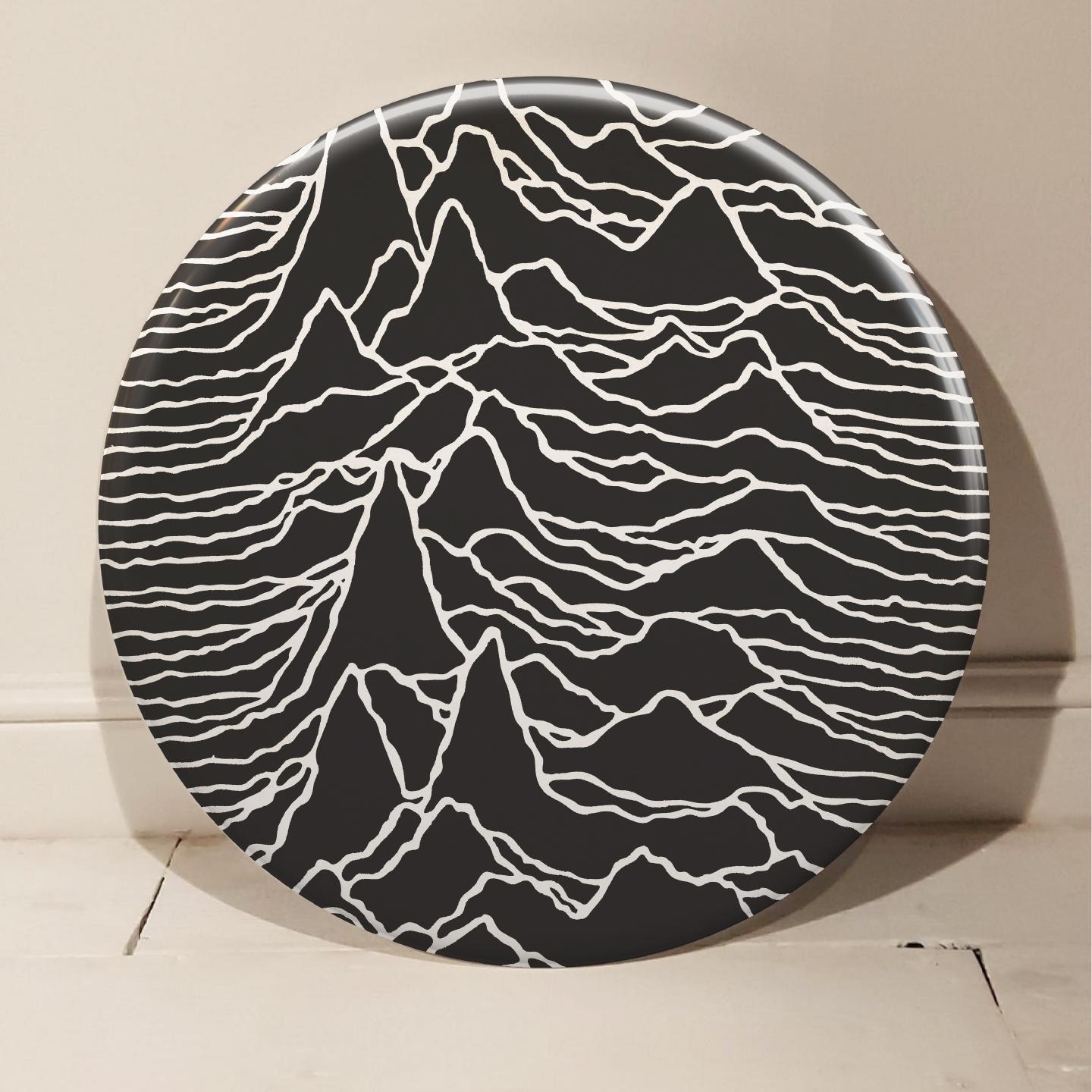 Joy Division "Unknown Pleasures" Giant Handmade 3D Vintage Button - Mixed Media Art by Tony Dennis