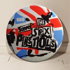 God Save The Sex Pistols (Metallic) Giant Handmade 3D Vintage Button