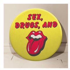 Rolling Stones "Sex and Drugs" Giant Handmade 3D Vintage Button
