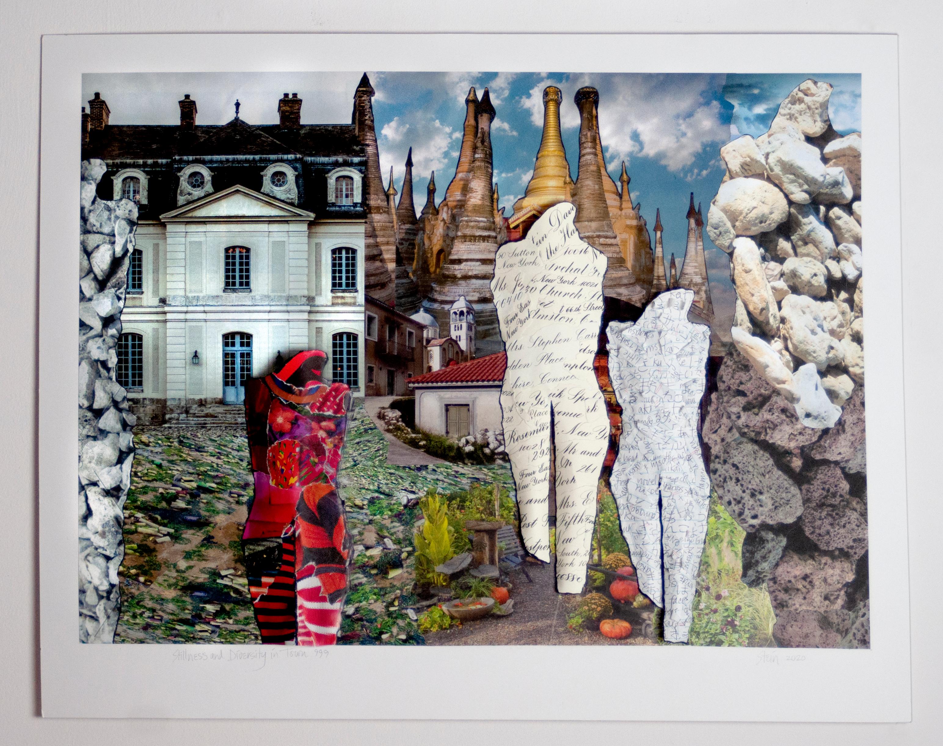 Linda Stein, Stillness and Diversity in Townes 999 Collage contemporain de dessins en 3D