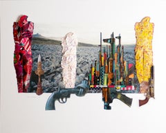 Linda Stein, Three Protectors 1001 - Collage contemporain de dessins sculpturaux en 3D