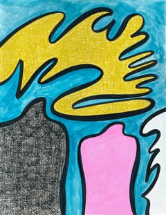 Linda Stein, Knights Revisited 1028 - Zeitgenössische Kunst Leuchtend bunte Zeichnung