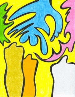 Linda Stein, Knights Revisited 1030 - Art contemporain Dessin aux couleurs vives