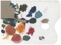 Signé Feminist LGBTQ+, acrylique sur papier, palette de profils de dessin colorés 426.007