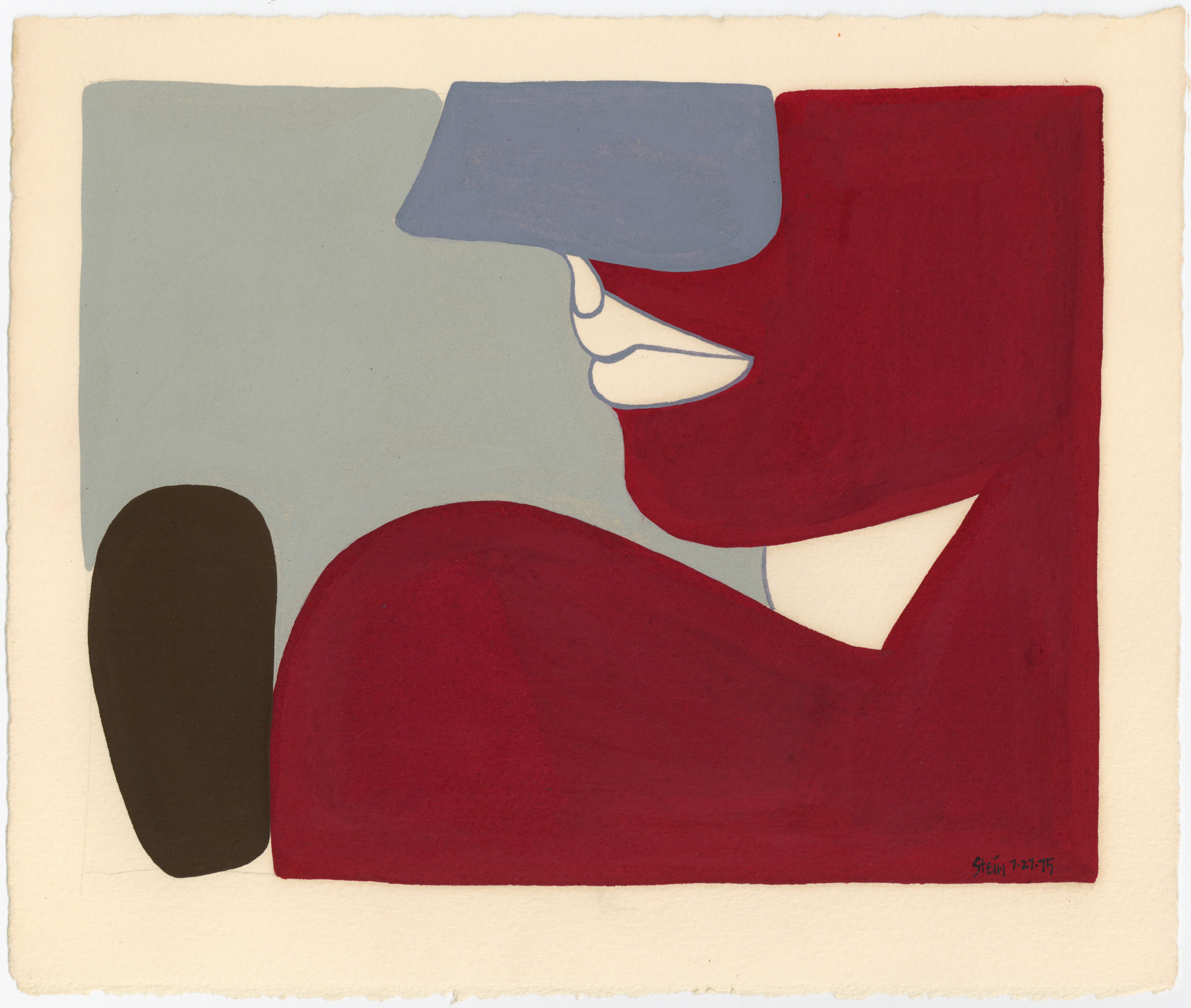 Figurative Art Linda Stein - Dessin acrylique sur papier du Feminist LGBTQ+ signé, profil massif 383,052