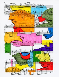 Dessin coloré sur papier du féministe LGBTQ+ signé, notation de profil 418.005