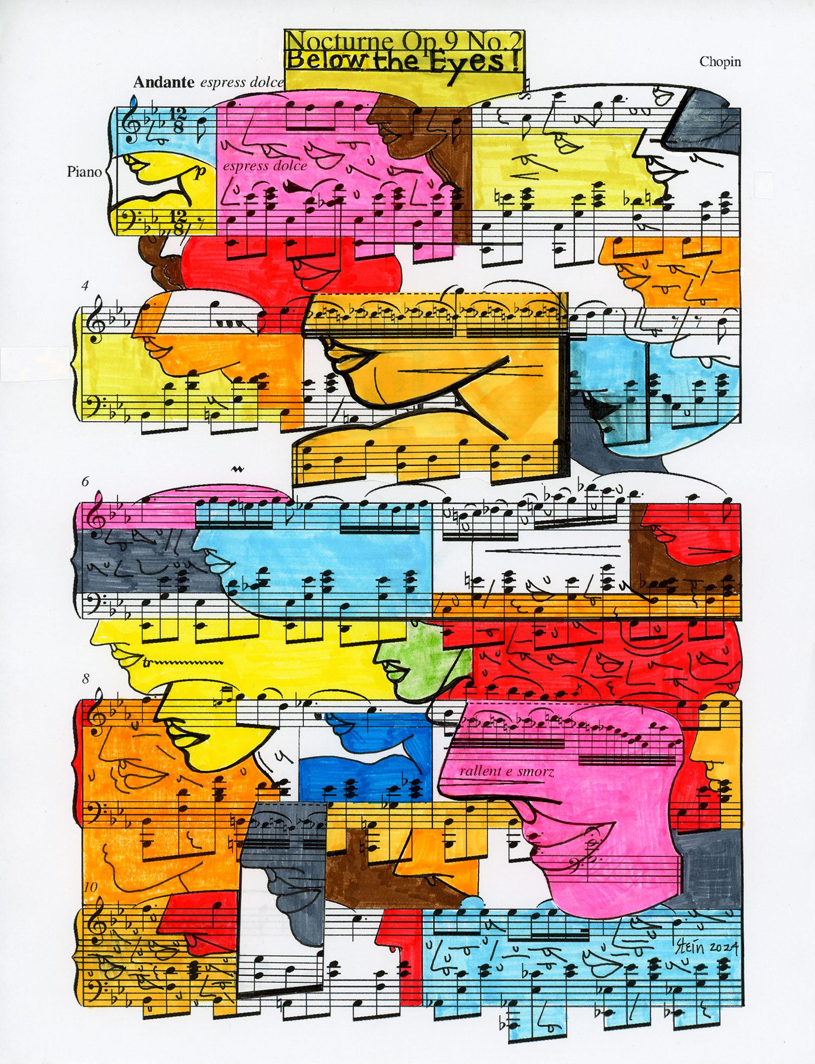 Figurative Art de Linda Stein - Dibujo Feminista LGBTQ+ Tinta de Colores sobre Papel Firmado - Anotación de Perfil 418.004