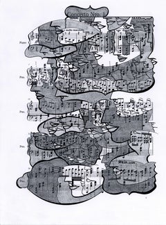 Graphite à l'encre sur papier du dessin féministe LGBTQ+ signée, notation de profil 418.009