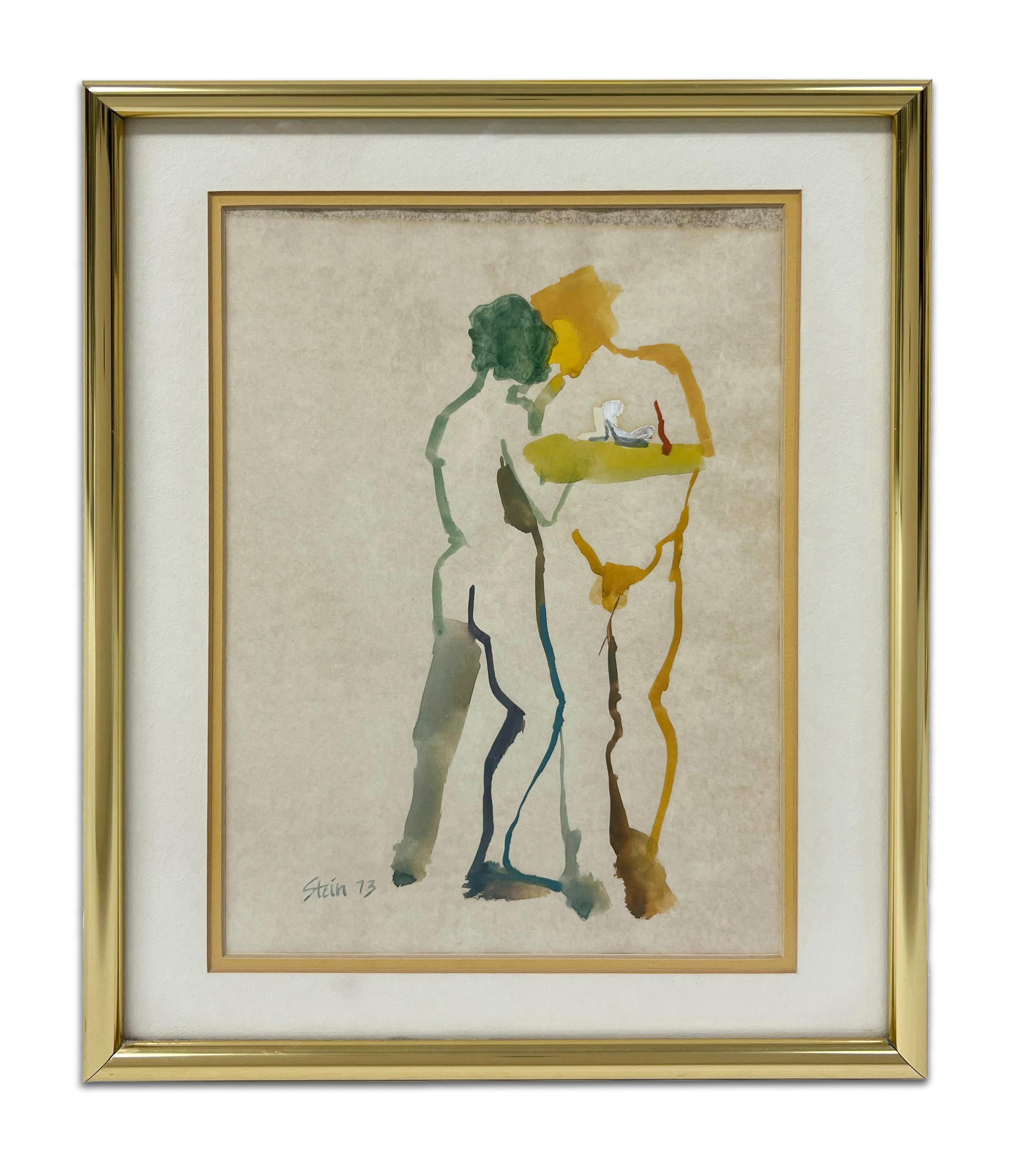 Signed, Watercolor on Paper. Framed Painting - Figurations 359.008