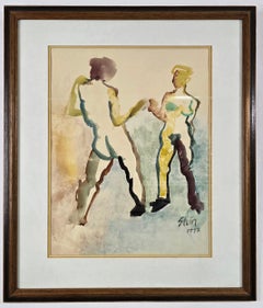 Signé, aquarelle sur papier. Peinture encadrée - Figurations 359,009