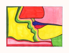 Disegno femminista LGBTQ+ firmato con inchiostro colorato su carta - Profilo 1148