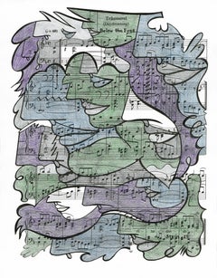 Signed Feminist LGBTQ+ Colorful Ink  on Paper Drawing - Profile Notation 418.021