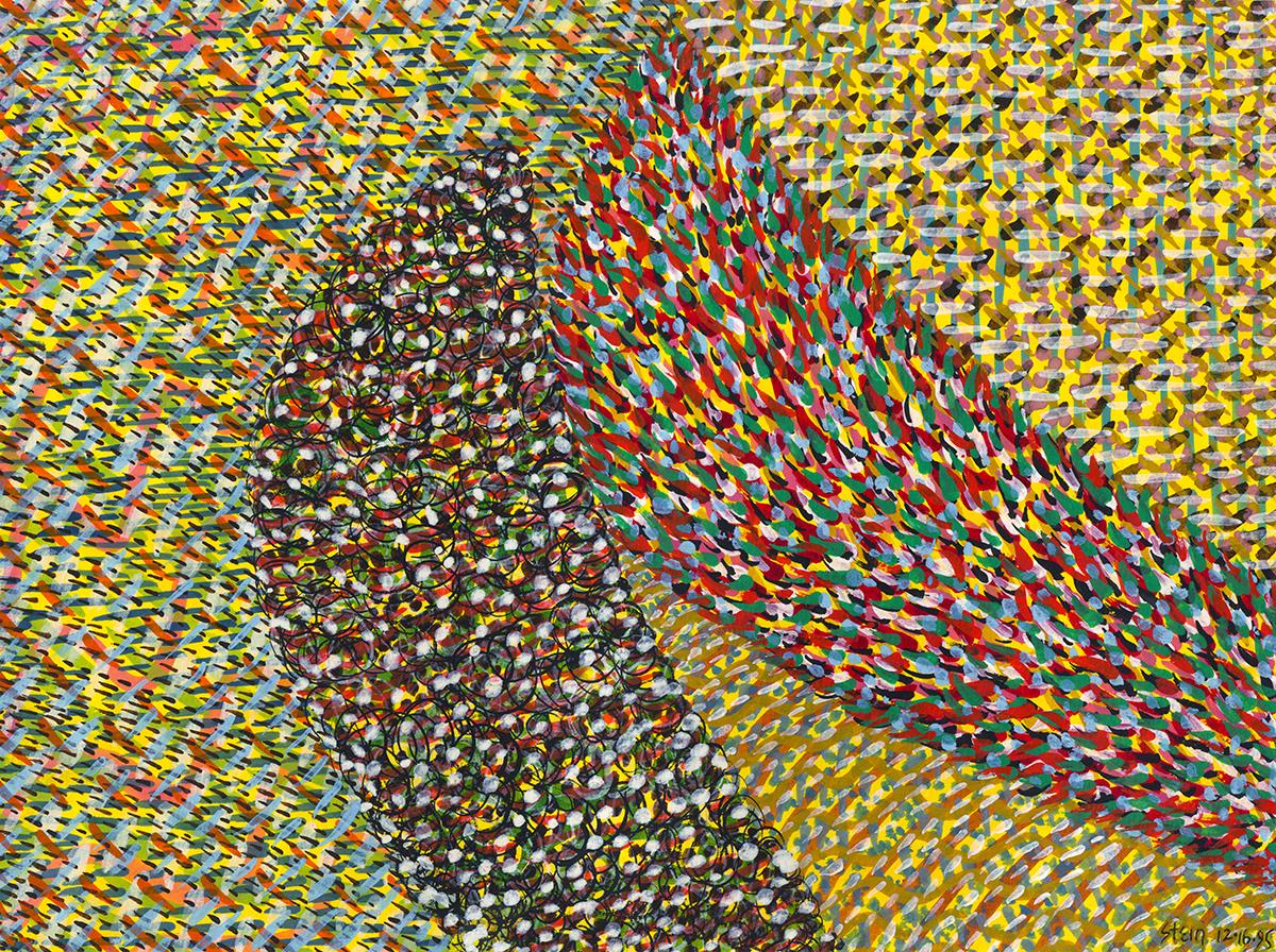 Figurative Art Linda Stein - Acrylique sur papier, impressionniste, colorée, jaunes, rouges - Alive Again 250