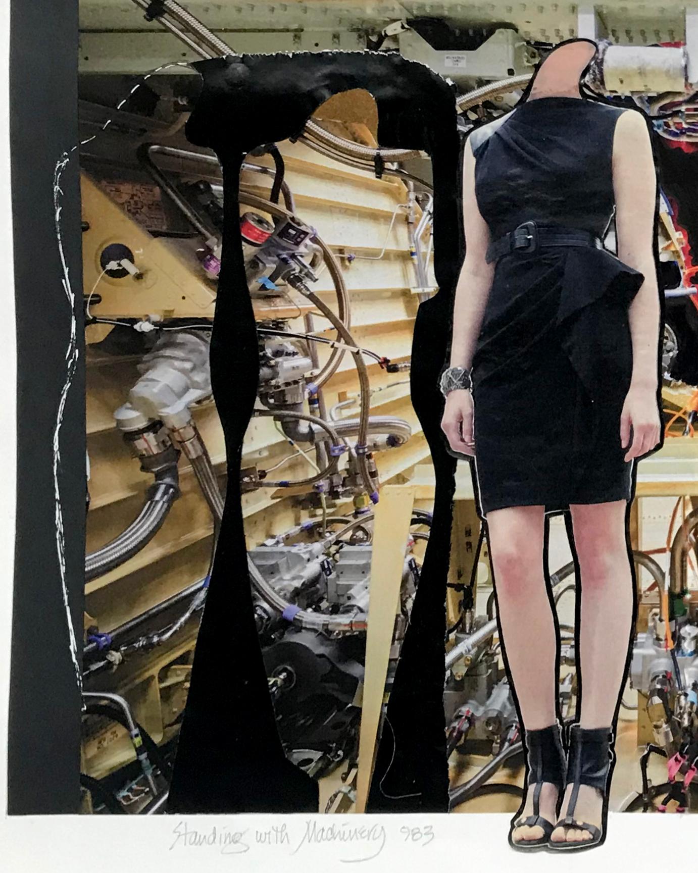  Debout avec les machines 983 - Collage d'art contemporain - Art de Linda Stein
