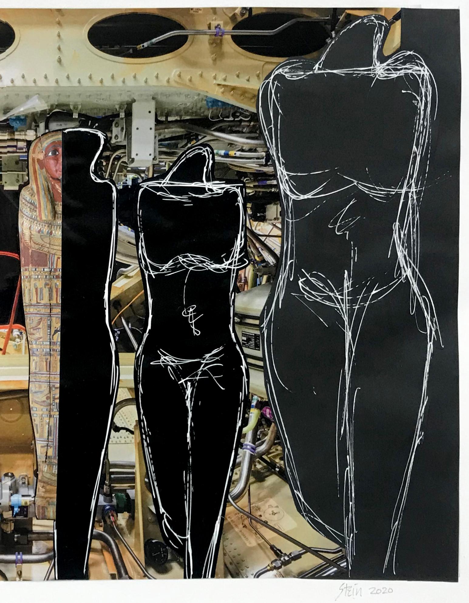  Standing with Machinery 983 - Contemporary Art Collage For Sale 1