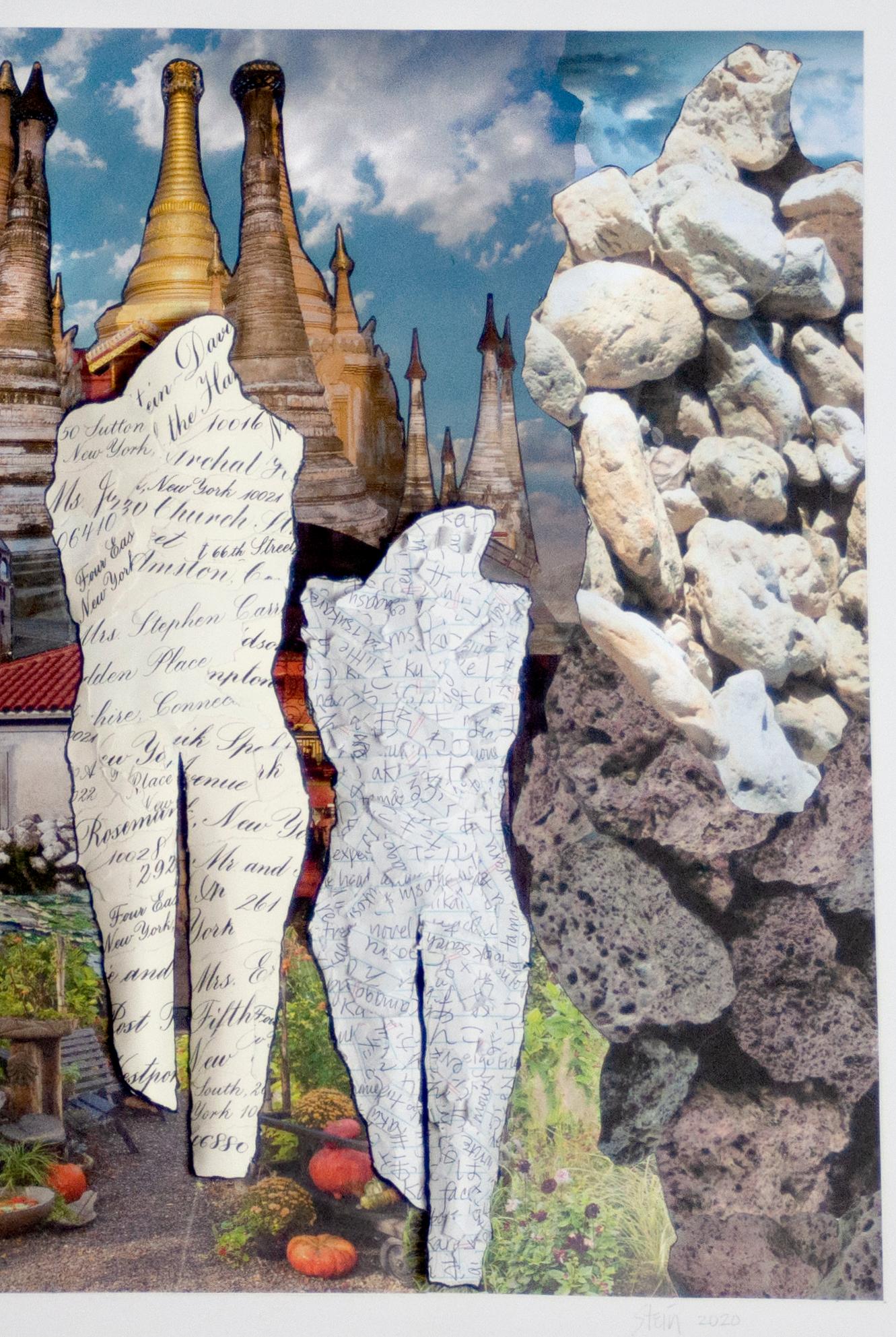 Linda Stein, Stillness and Diversity in Town 999 Contemporary 3D Drawing Collage For Sale 2