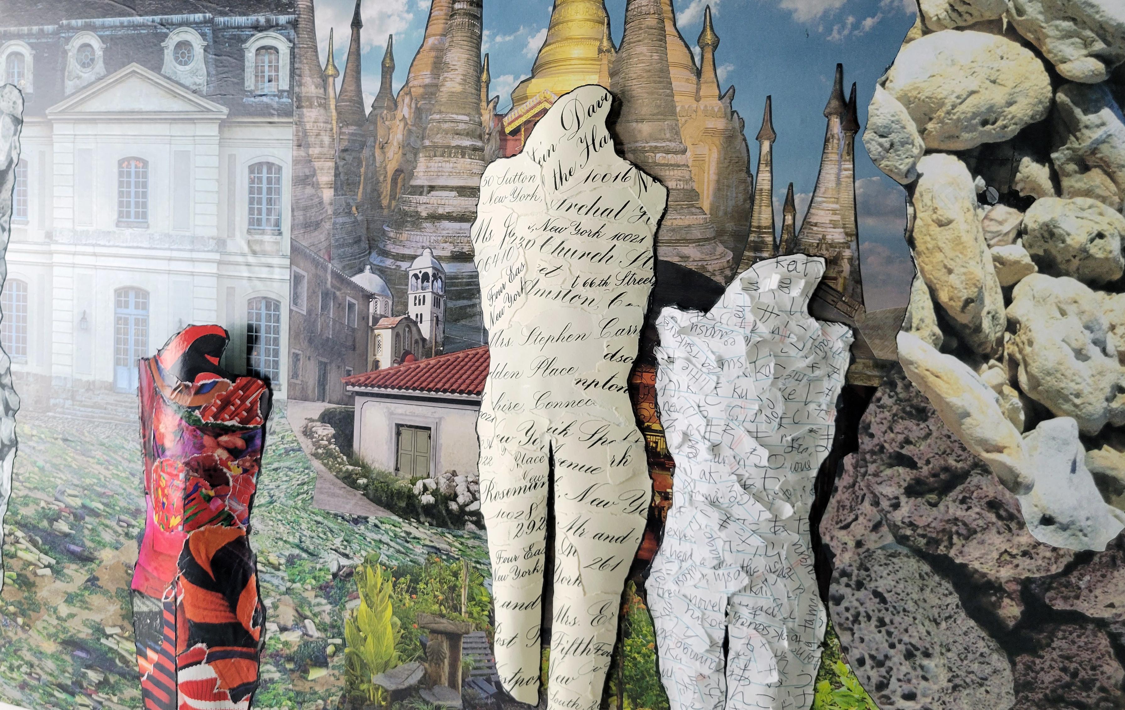 Linda Stein, Stillness and Diversity in Townes 999 Collage contemporain de dessins en 3D en vente 4