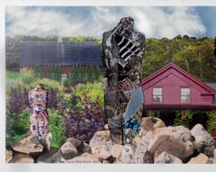 Linda Stein, Tre figure, tre case 1002 - Collage di disegni 3D contemporanei