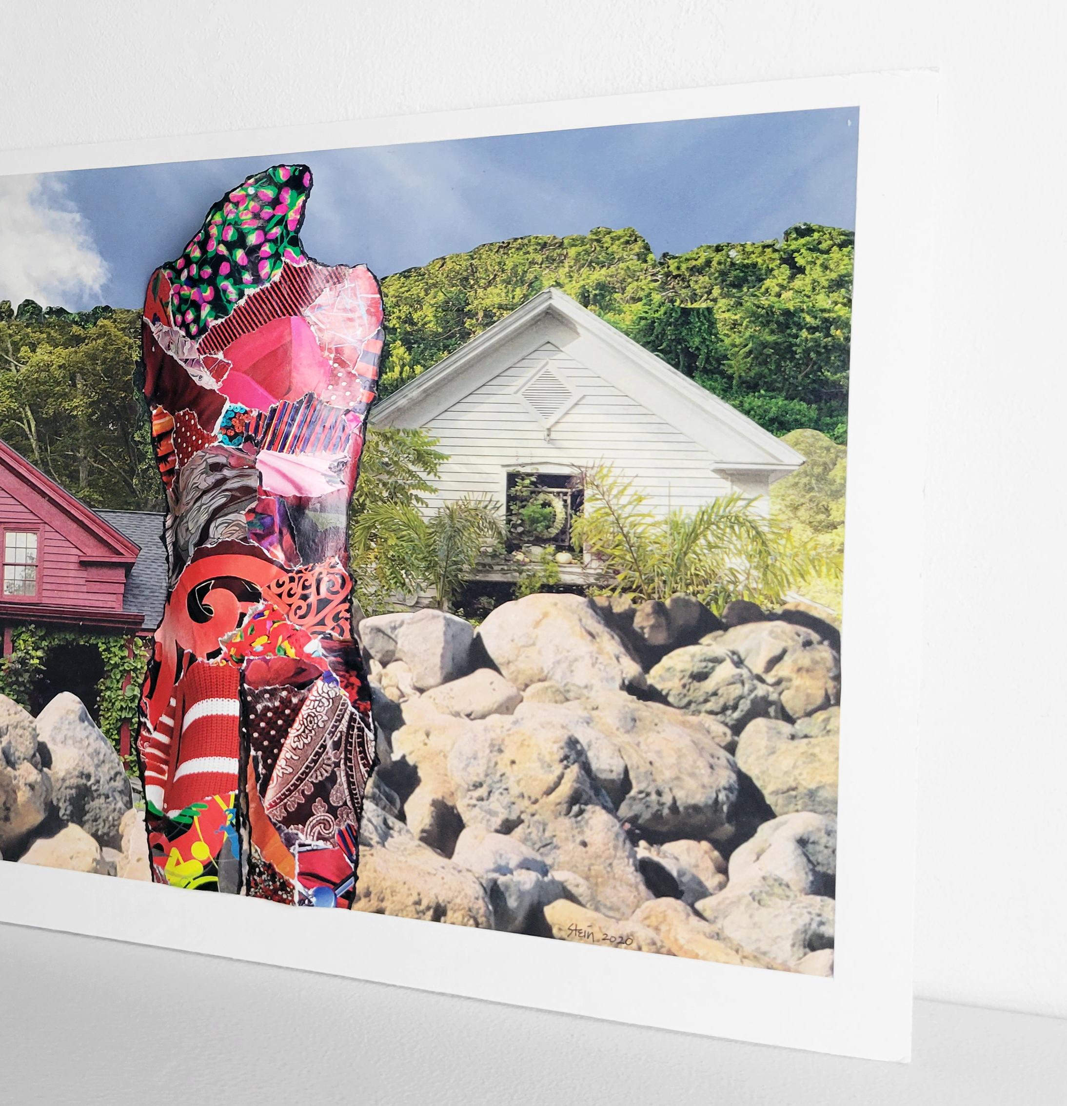 Linda Stein, Trois figures, trois maisons 1002 - Collage contemporain de dessins en 3D en vente 6