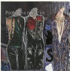 Linda Stein, New York Times and Doodles 989 - Contemporary Art Drawing Collage