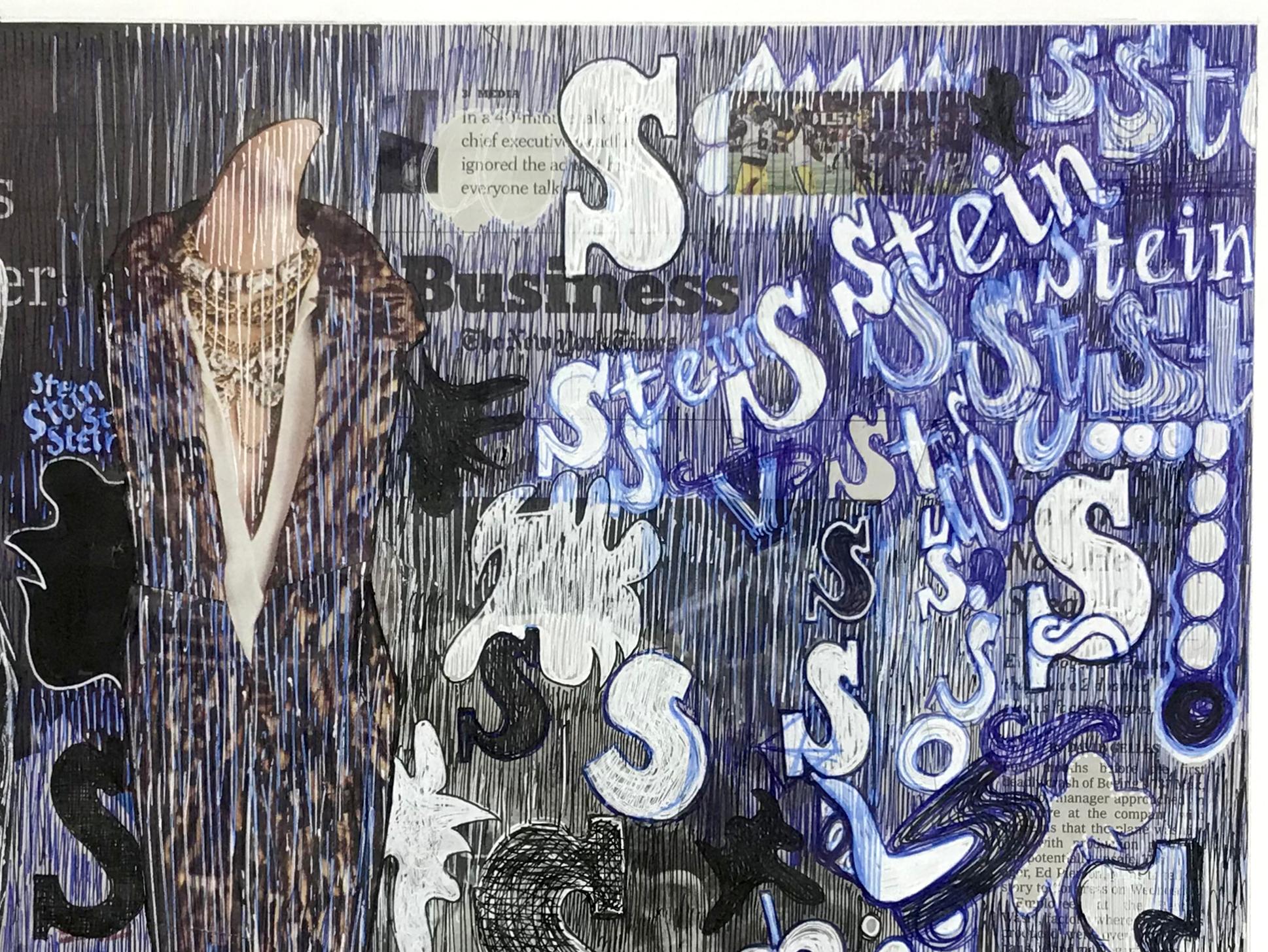 Linda Stein, New York Times and Doodles 989 - Contemporary Art Drawing Collage For Sale 2