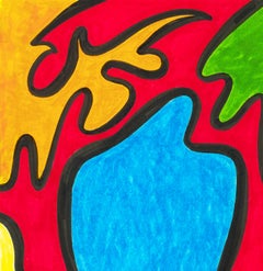 Linda Stein, Knights Revisited 1027 - Contemporary Art Bright Colorful Drawing