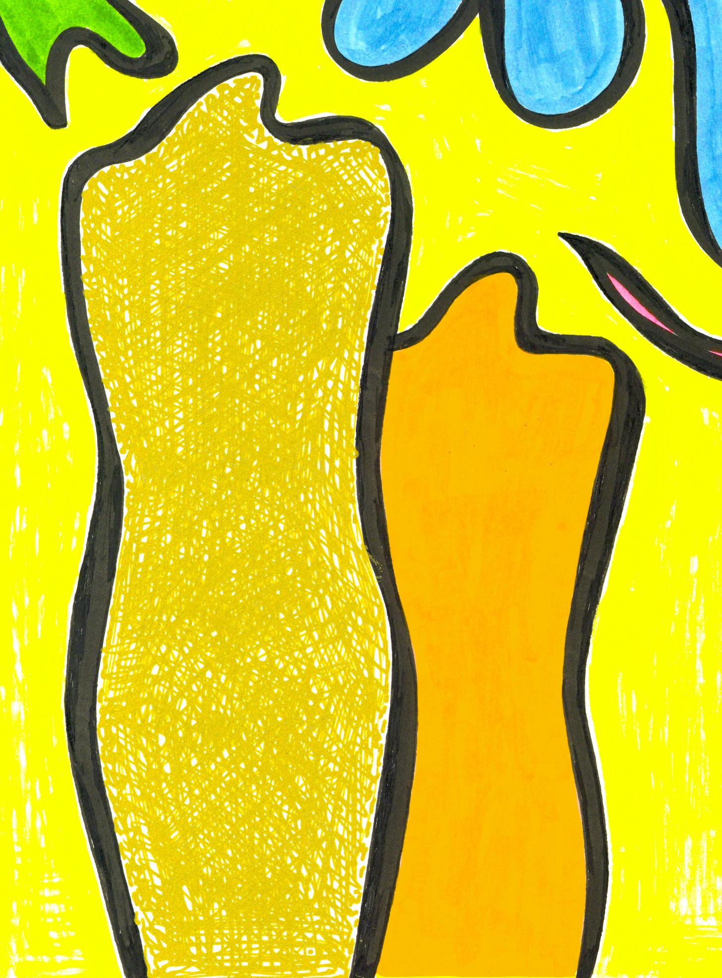 Linda Stein, Caballeros revisitados 1030 - Arte contemporáneo Dibujo de colores brillantes en venta 2