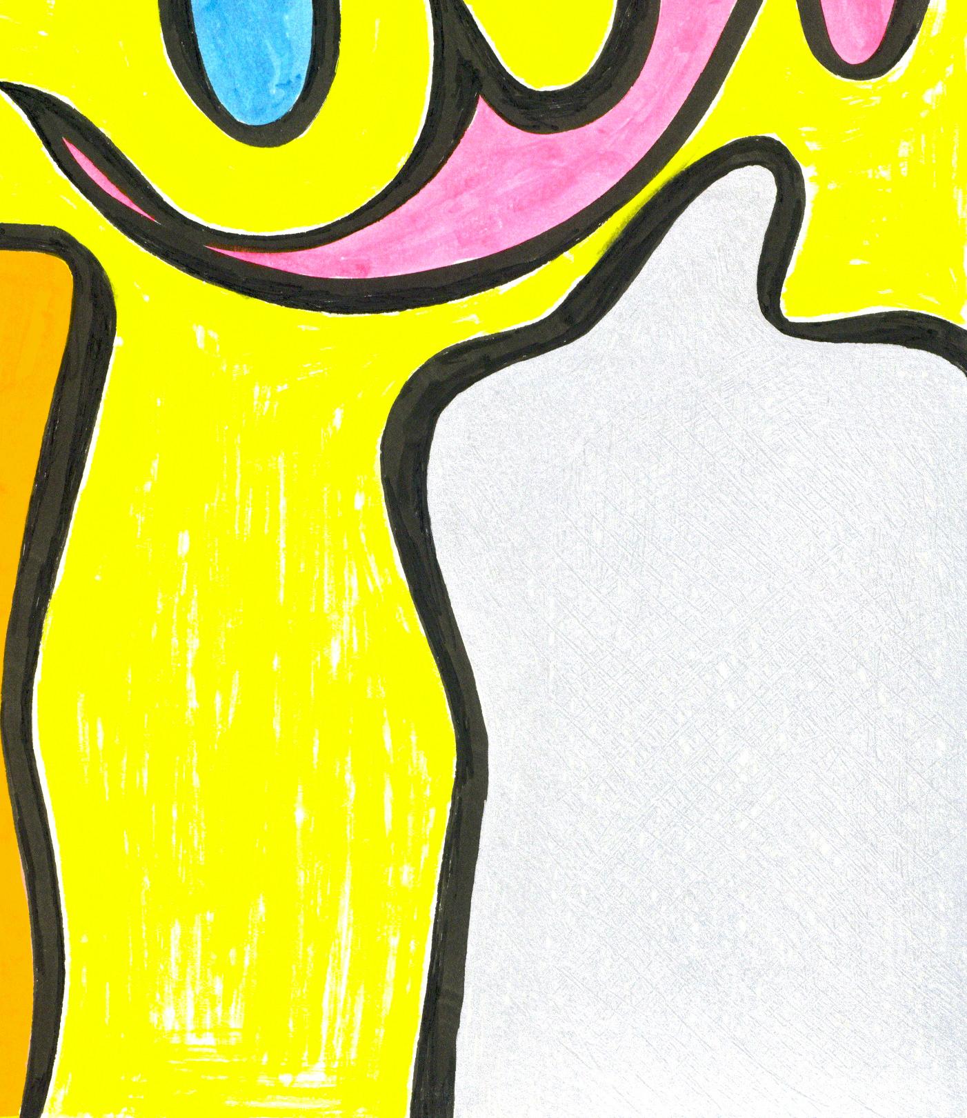 Linda Stein, Caballeros revisitados 1030 - Arte contemporáneo Dibujo de colores brillantes en venta 3