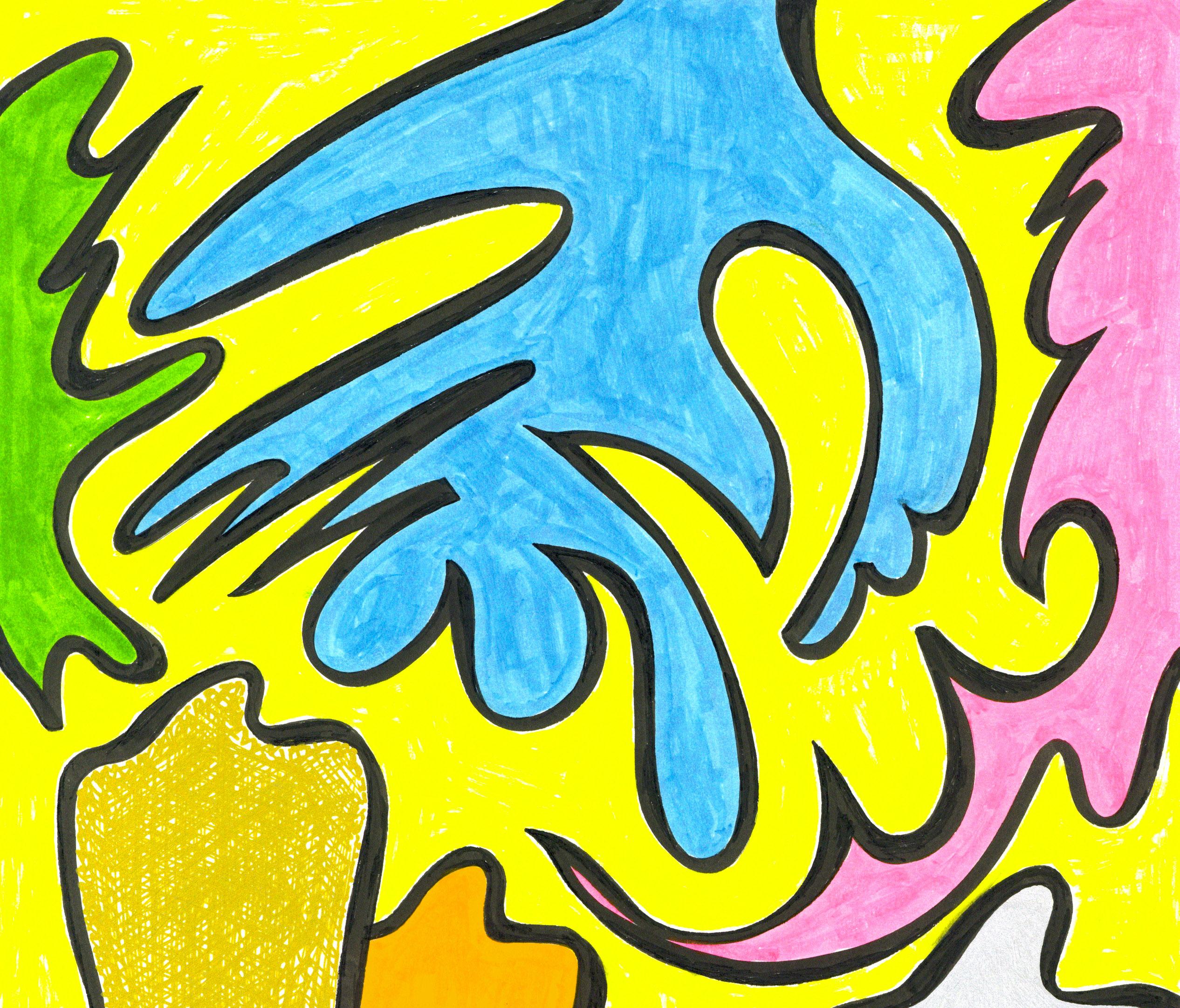 Linda Stein, Caballeros revisitados 1030 - Arte contemporáneo Dibujo de colores brillantes en venta 1