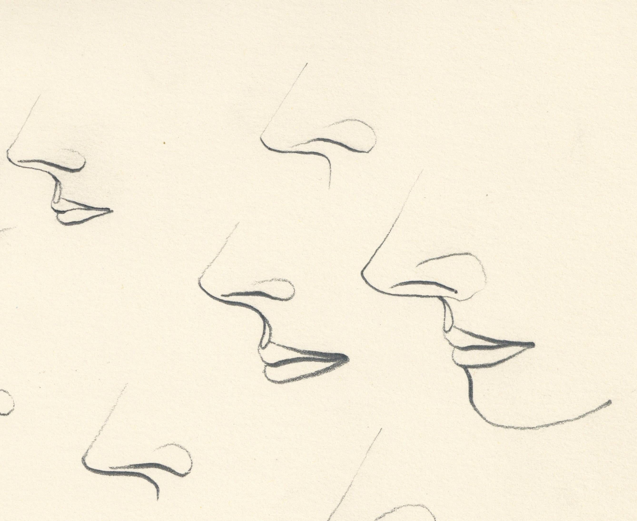 Signed Feminist LGBTQ+ Graphite on Paper Drawing - Profile Flying 446.001 - Contemporary Art by Linda Stein