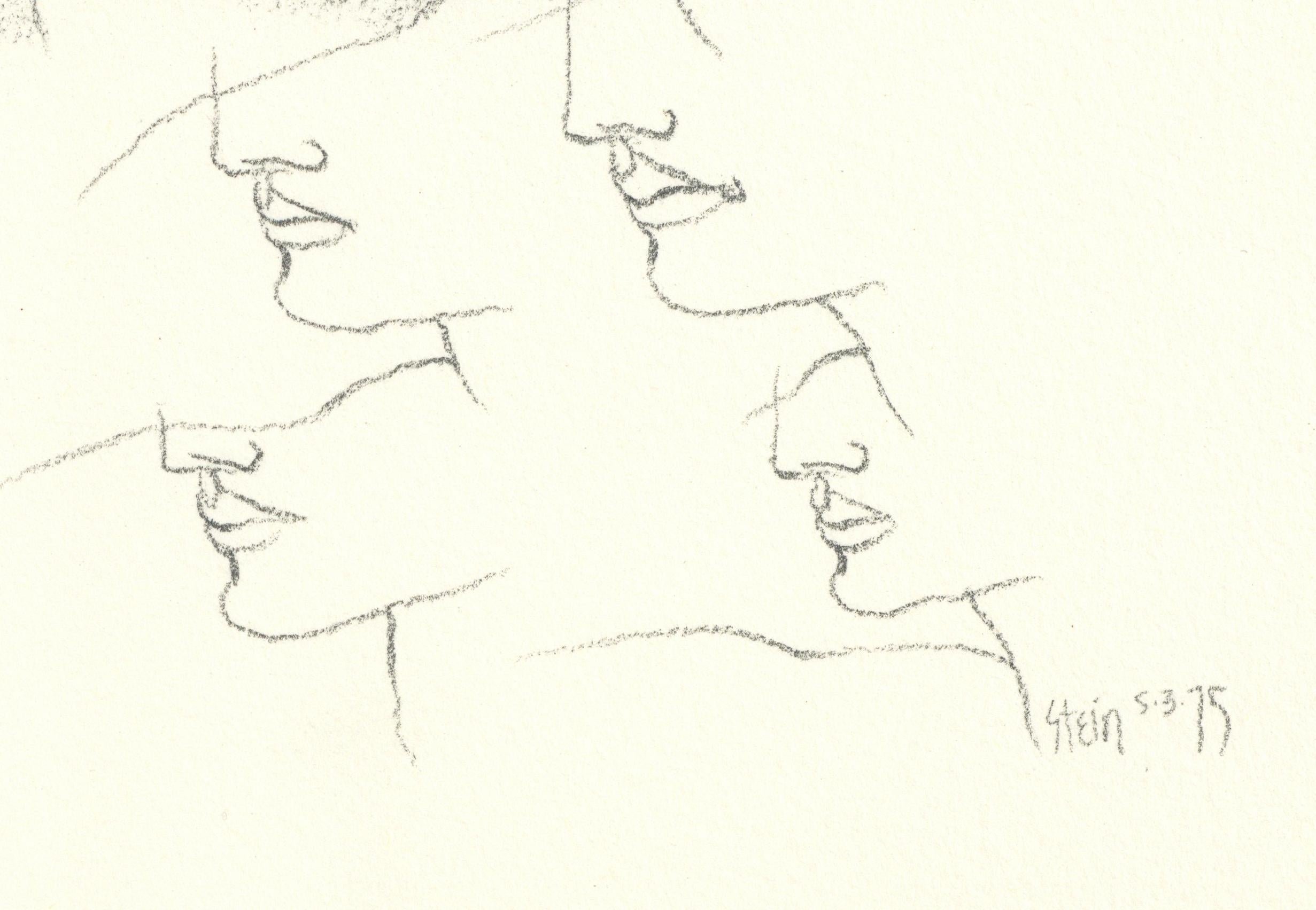 Dibujo Feminista LGBTQ+ Grafito sobre Papel Firmado - Perfil Volar 446.009 - Figurative Art Blanco de Linda Stein