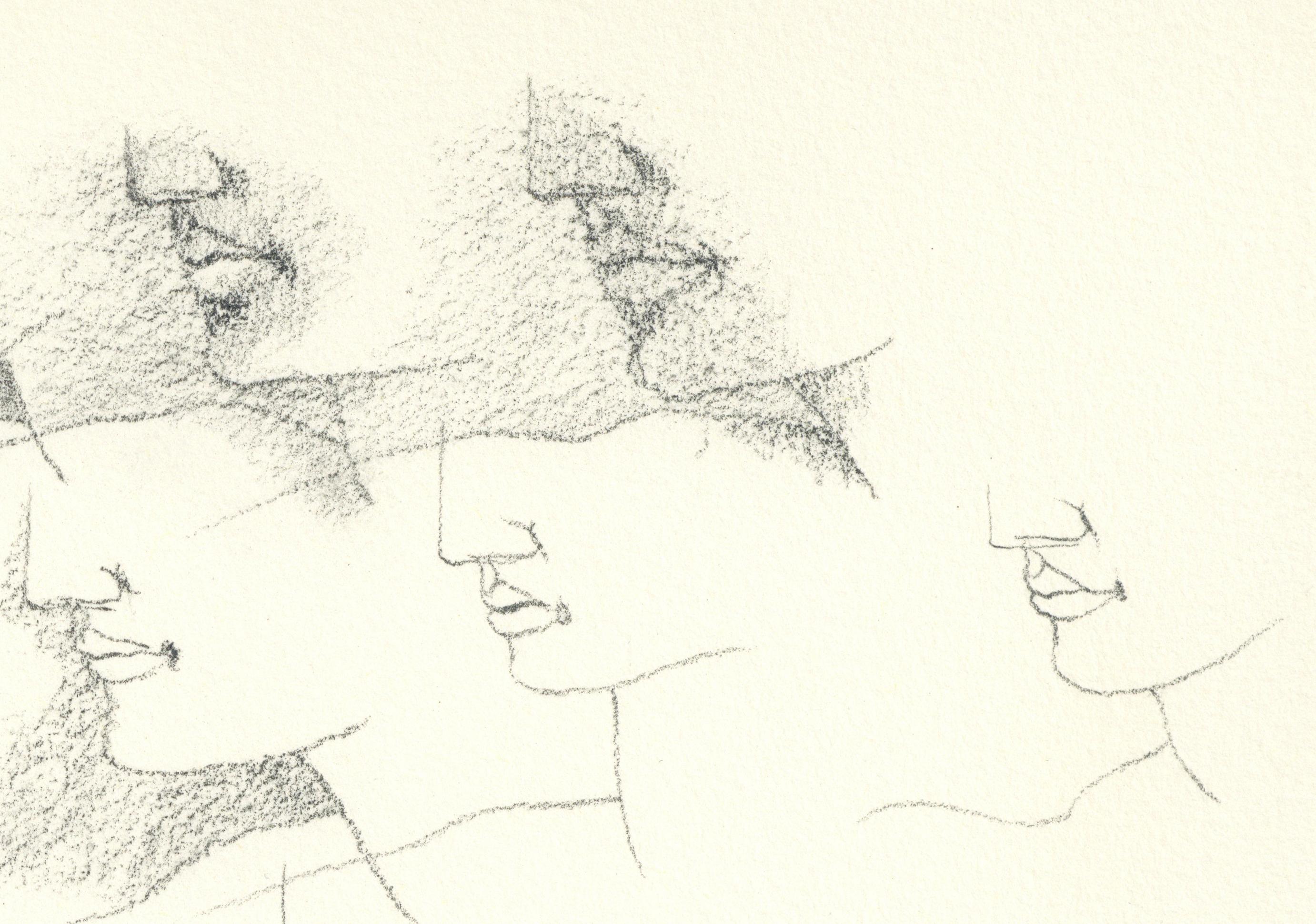 Dibujo Feminista LGBTQ+ Grafito sobre Papel Firmado - Perfil Volar 446.009 - Art Contemporáneo de Linda Stein
