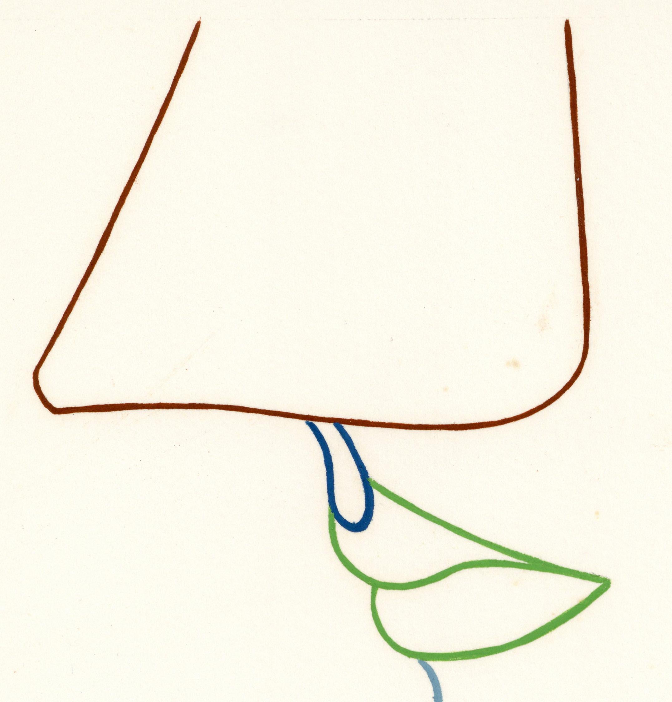 Linda Stein,  Profile Solid 383.063 - Signed Feminist LGBTQ+ Acrylic and Goauche on Paper Drawing 

Profile Solid 383.063 is from Linda Stein's Profiles series--drawings, collages and paintings of facial profiles she made in the 1960s and 1970s when