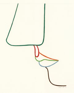 Signed Feminist LGBTQ+ Acrylic Goauche on Paper Drawing - Profile Solid 383.066