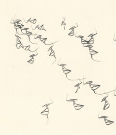 Signierte feministische LGBTQ+ Graphit-Zeichnung auf Papier - Profile Flying 446.156