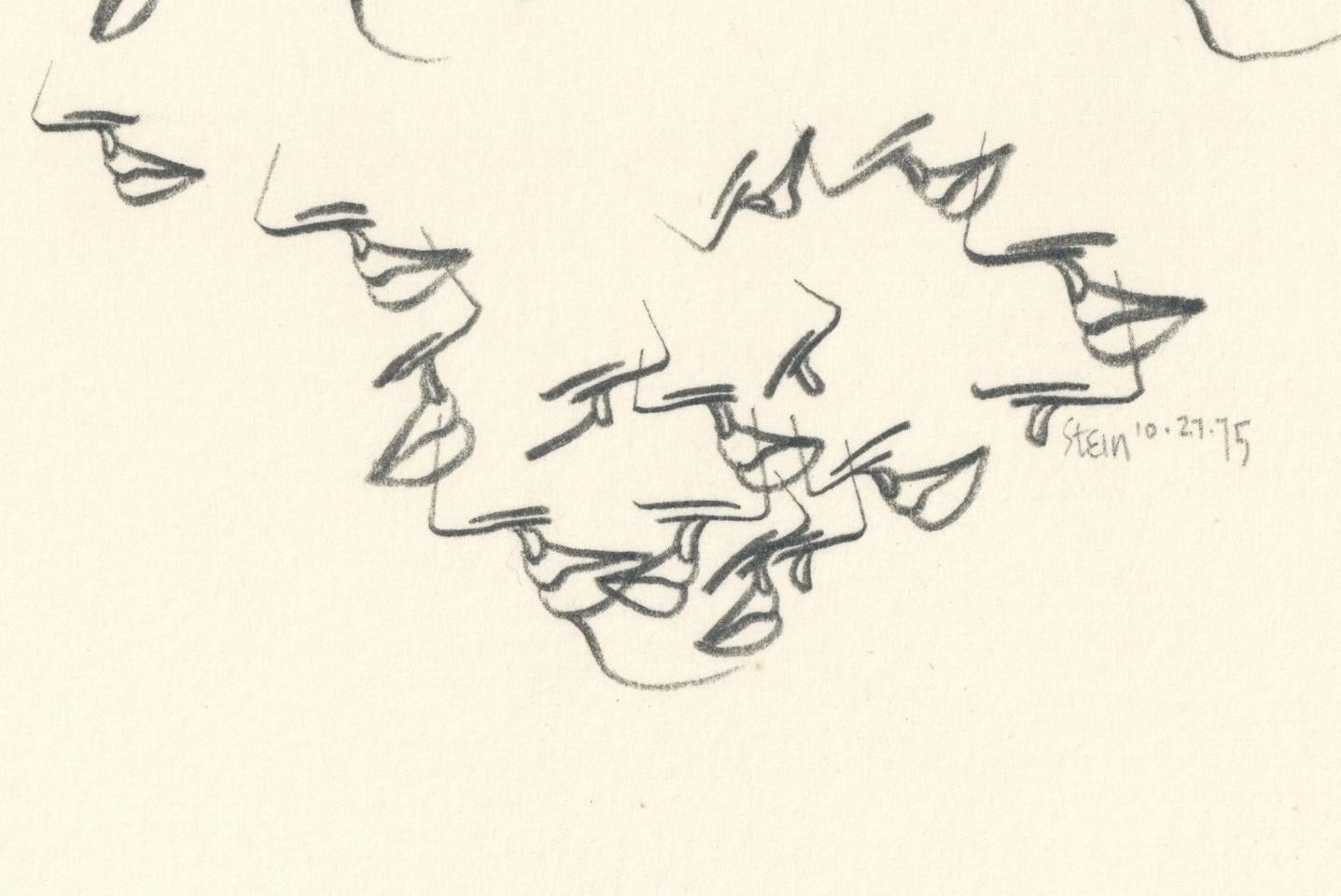 Linda Stein,  Perfil Volar 446.156 - Dibujo Feminista LGBTQ+ Grafito sobre Papel Firmado 

Perfil Volador 446.156 pertenece a la serie Perfiles de Linda Stein: dibujos, collages y pinturas de perfiles faciales que hizo en los años 60 y 70, cuando