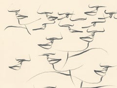 Disegno femminista LGBTQ+ firmato in grafite su carta - Profilo Volante 446.155