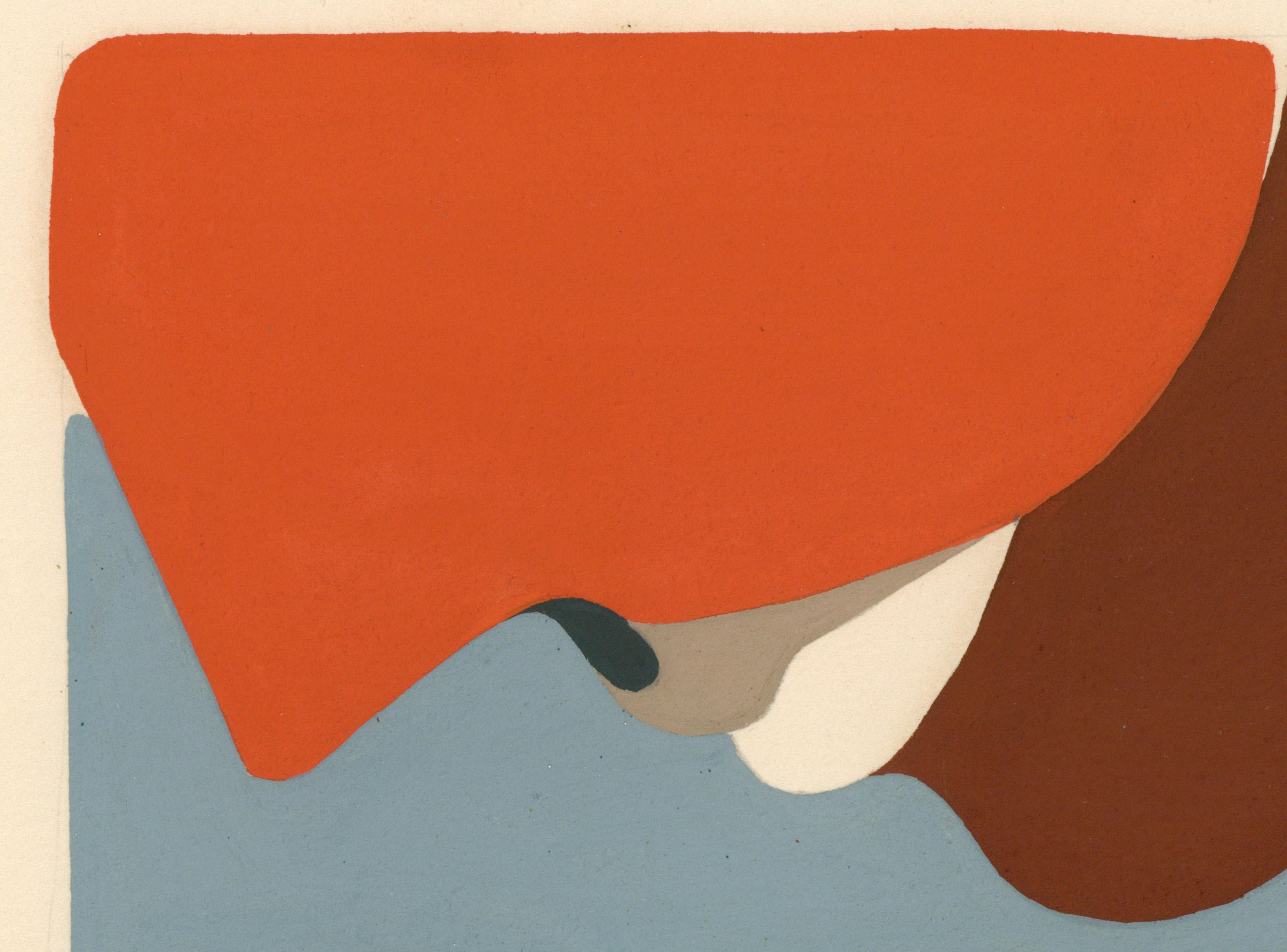 Signed Feminist LGBTQ+ Acrylic Gouache on Paper Drawing - Profile Solid 383.046 - Art by Linda Stein