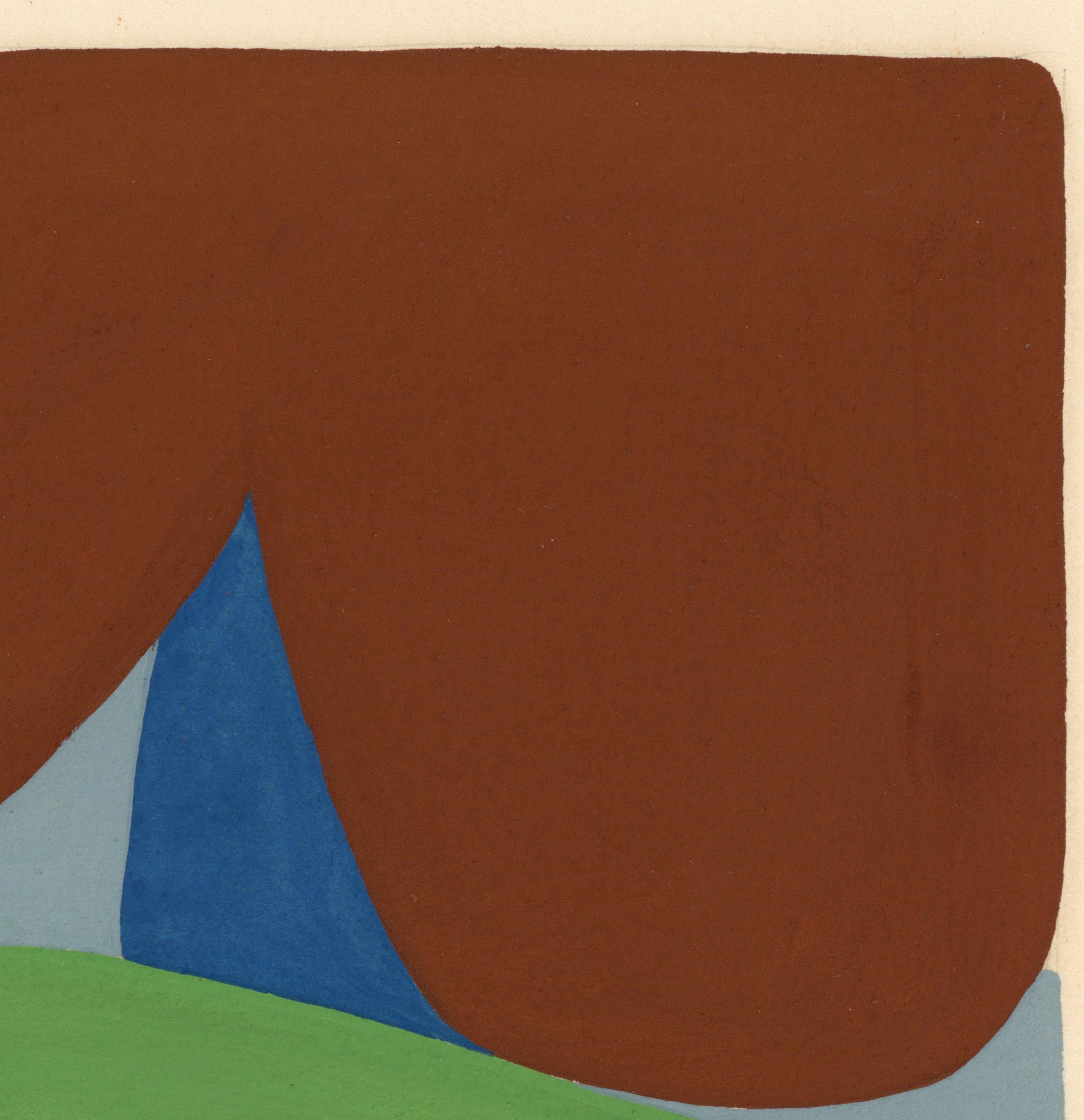 Signed Feminist LGBTQ+ Acrylic Gouache on Paper Drawing - Profile Solid 383.046 - Beige Figurative Art by Linda Stein