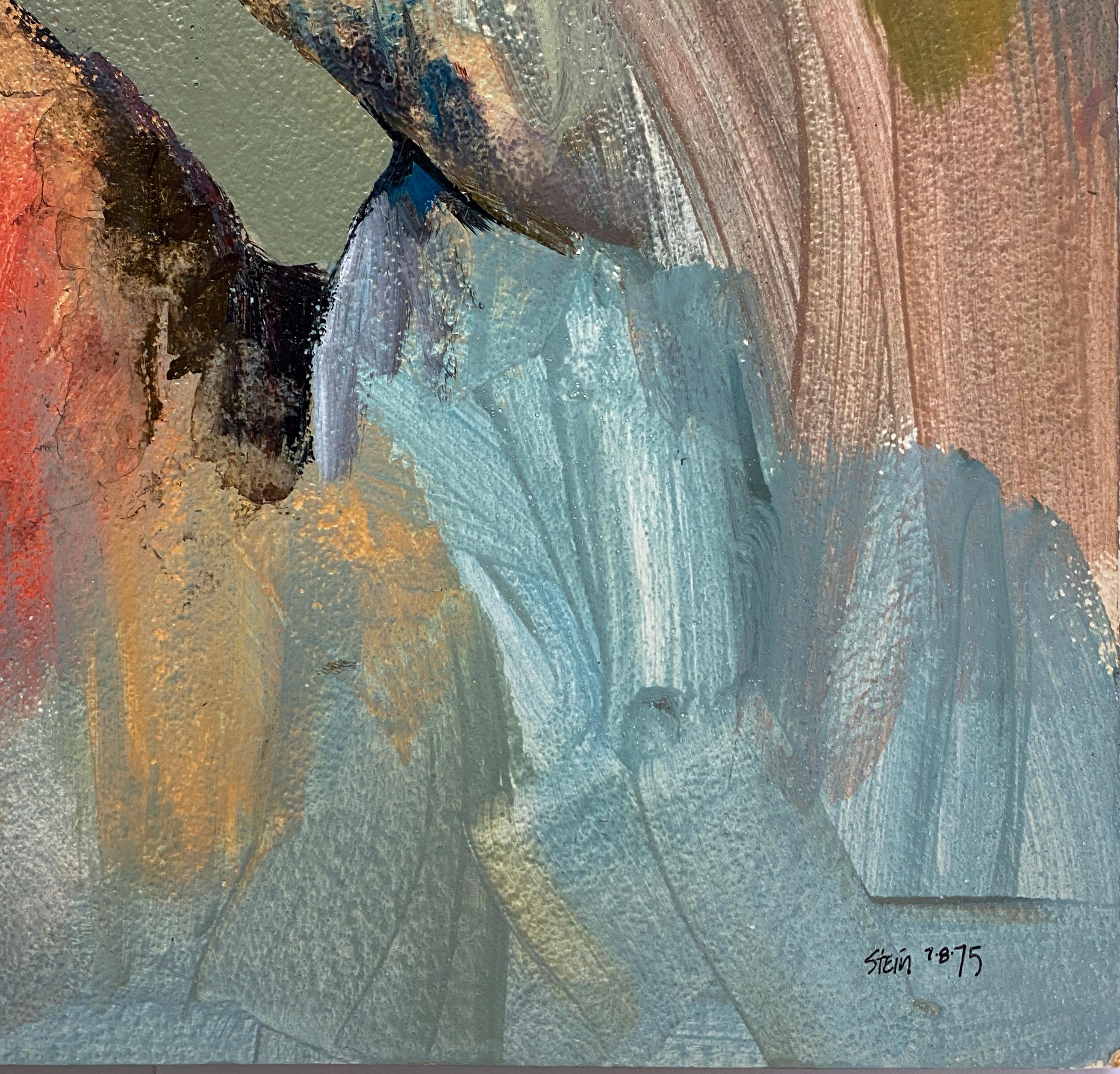 Signed Feminist LGBTQ+ Acrylic on Board Painting - Profile Landscape 438.028 - Brown Figurative Art by Linda Stein