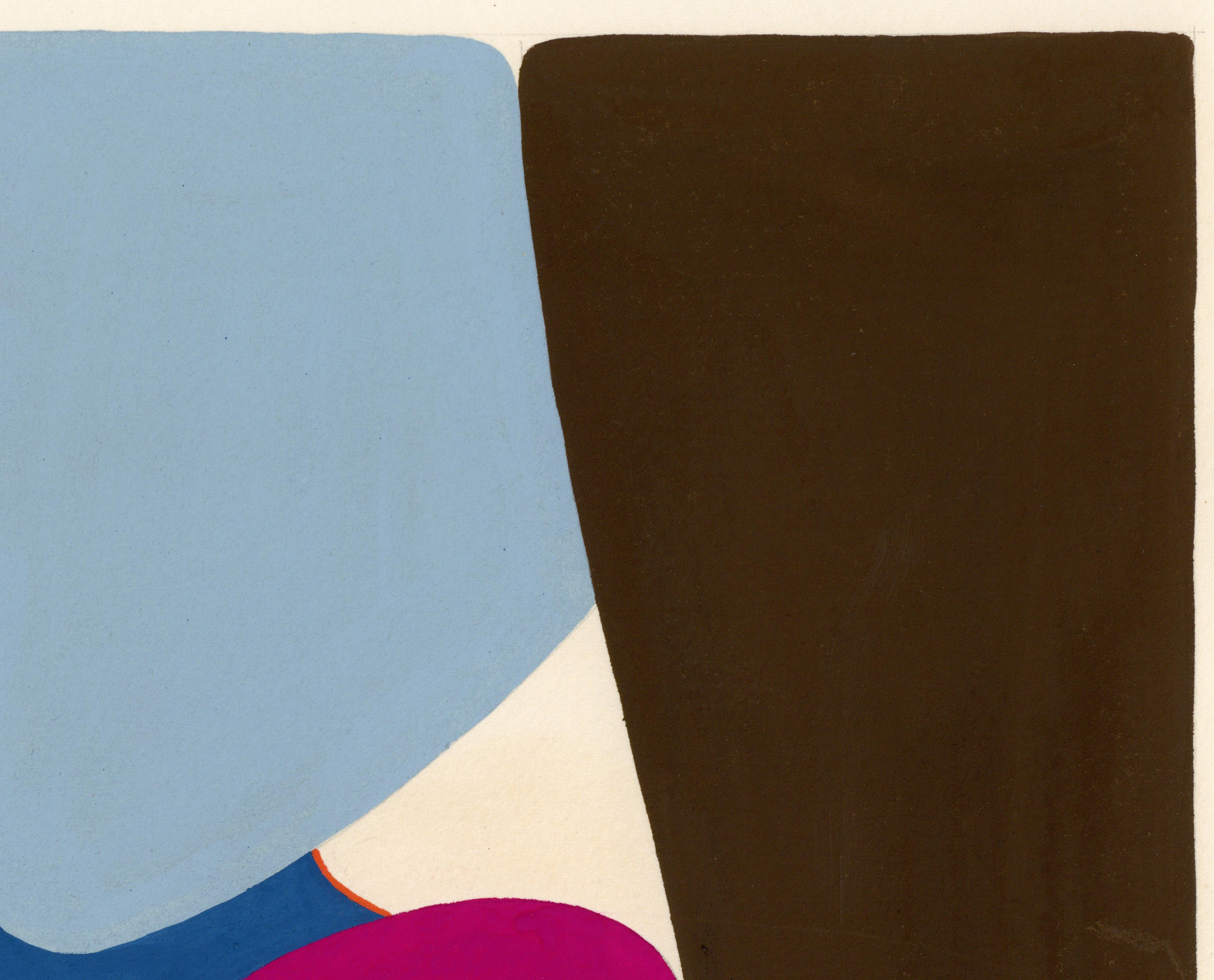 Dessin acrylique sur papier du féministe LGBTQ+ signé, profil massif 383.025 - Marron Figurative Art par Linda Stein