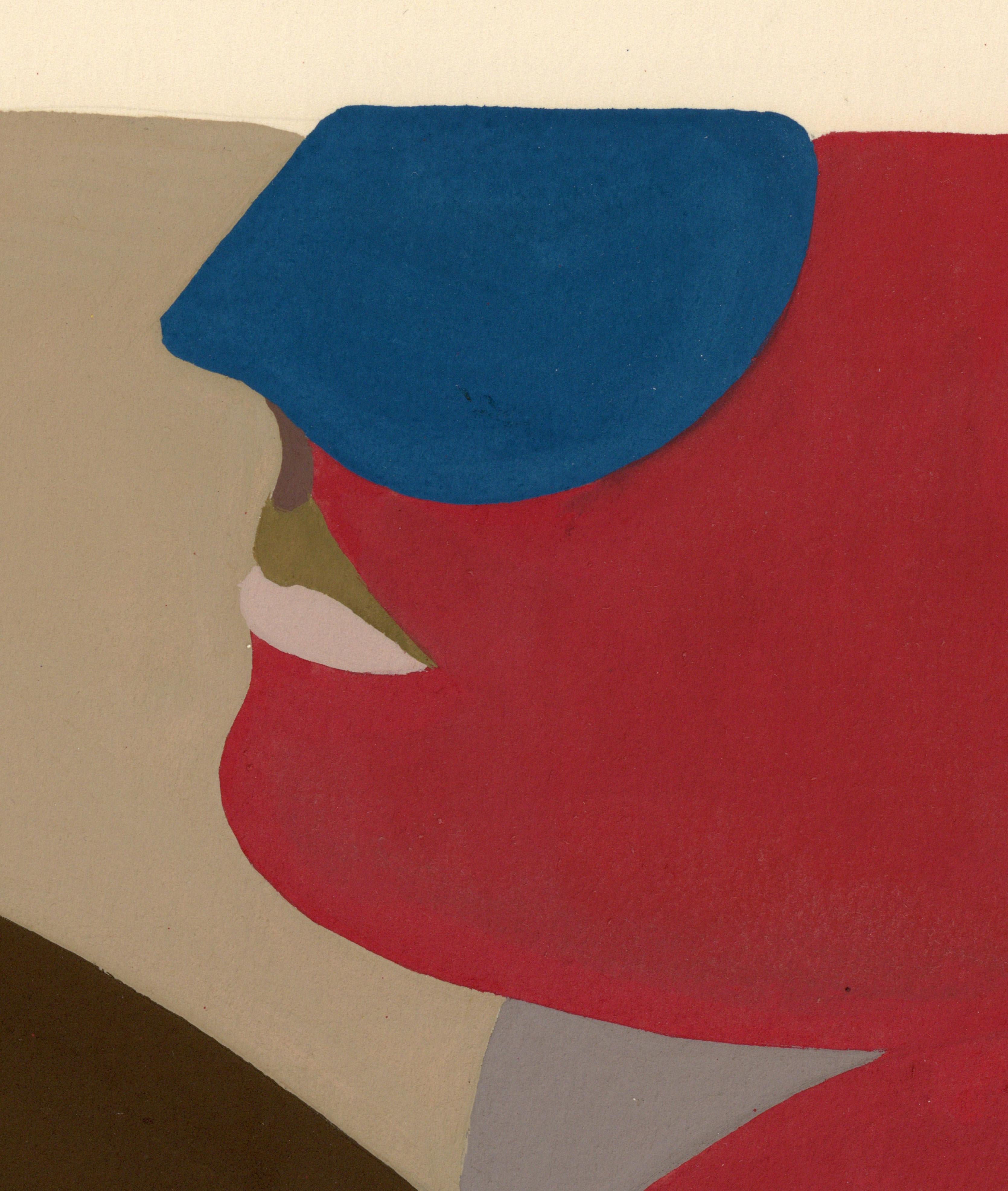 Signierte feministische LGBTQ+ Acryl Gouache-Zeichnung auf Papier - Profil Massiv 383.028, signiert – Art von Linda Stein