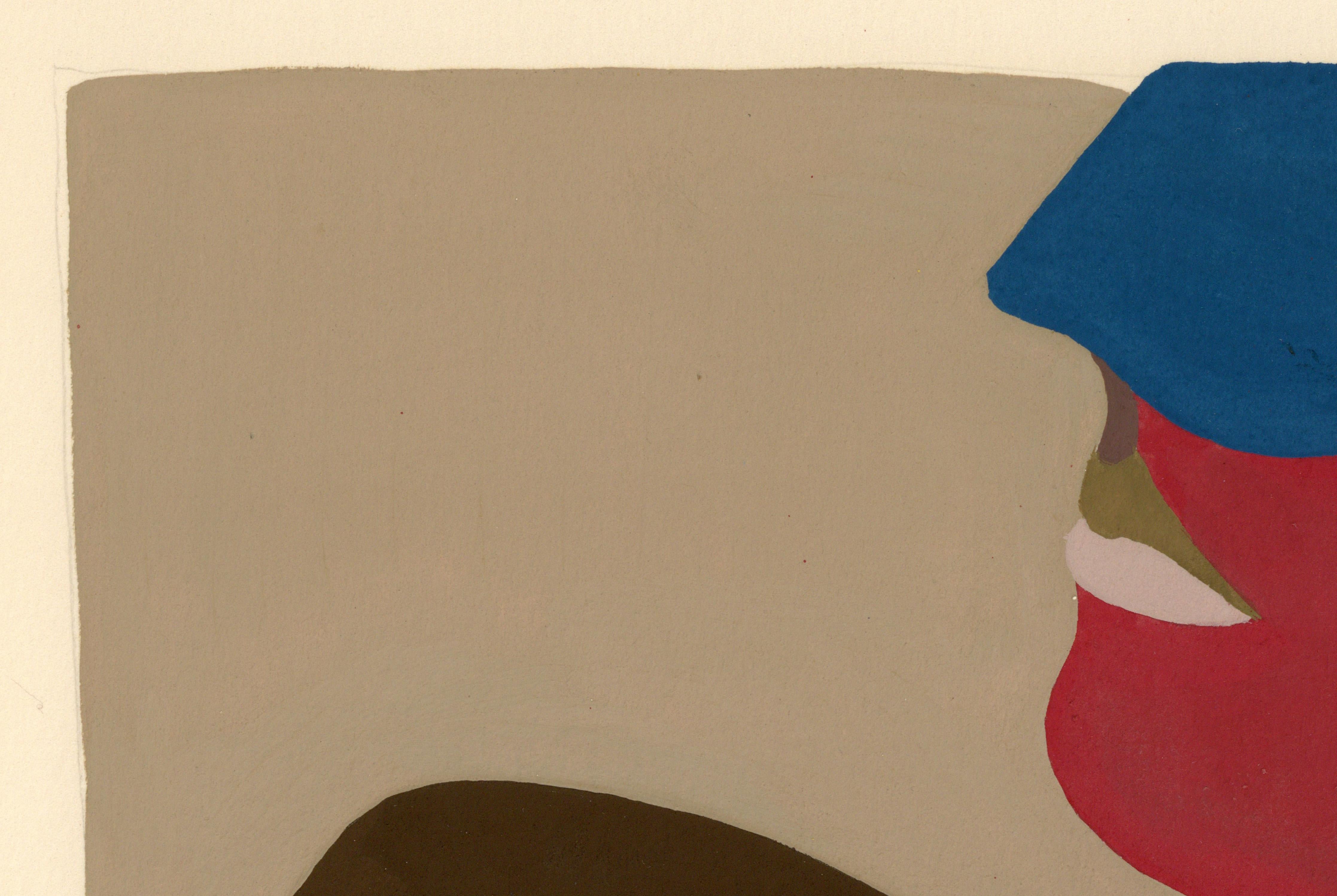 Signierte feministische LGBTQ+ Acryl Gouache-Zeichnung auf Papier - Profil Massiv 383.028, signiert (Feministische Kunst), Art, von Linda Stein