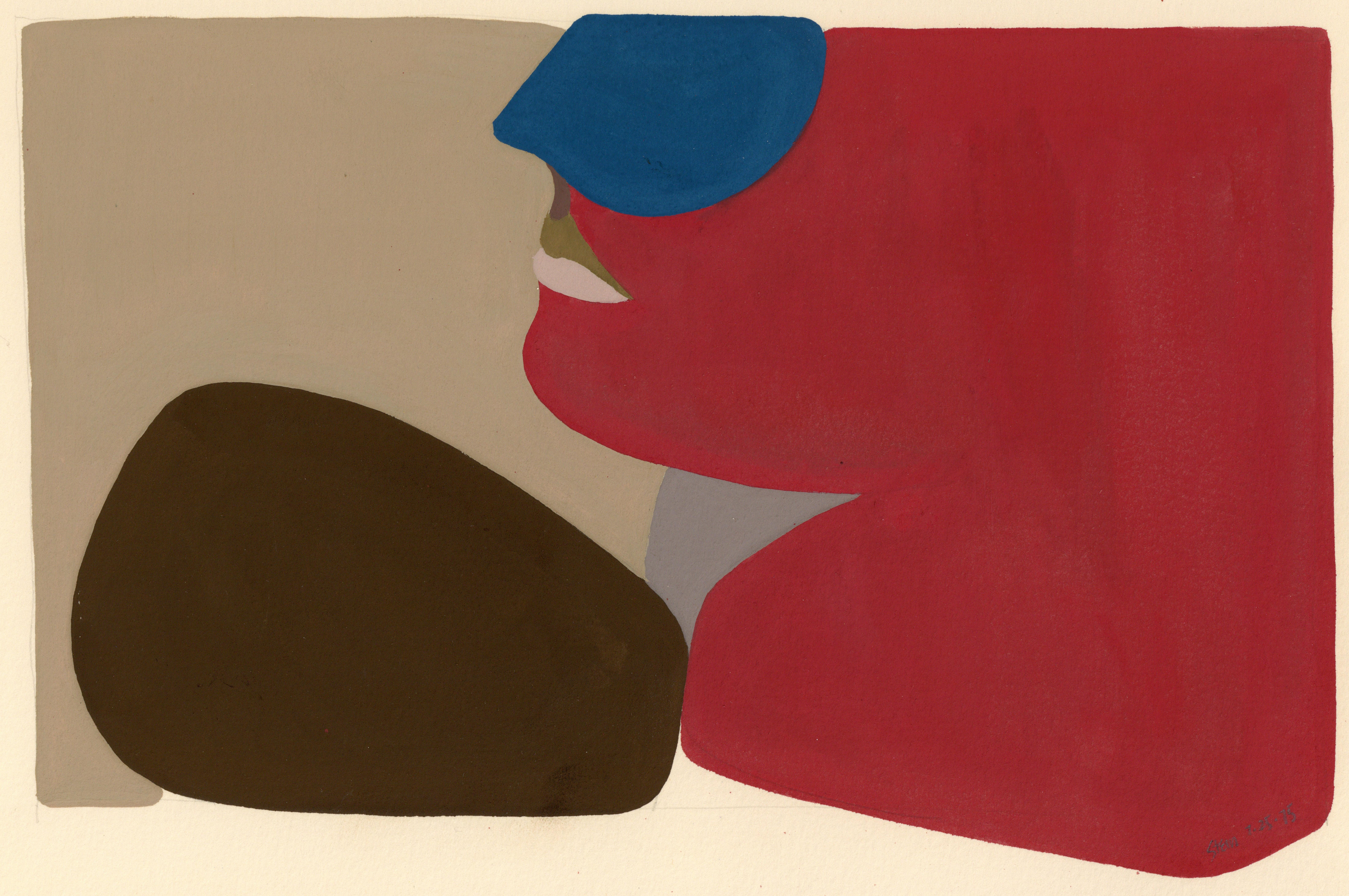 Signierte feministische LGBTQ+ Acryl Gouache-Zeichnung auf Papier - Profil Massiv 383.028, signiert im Angebot 3