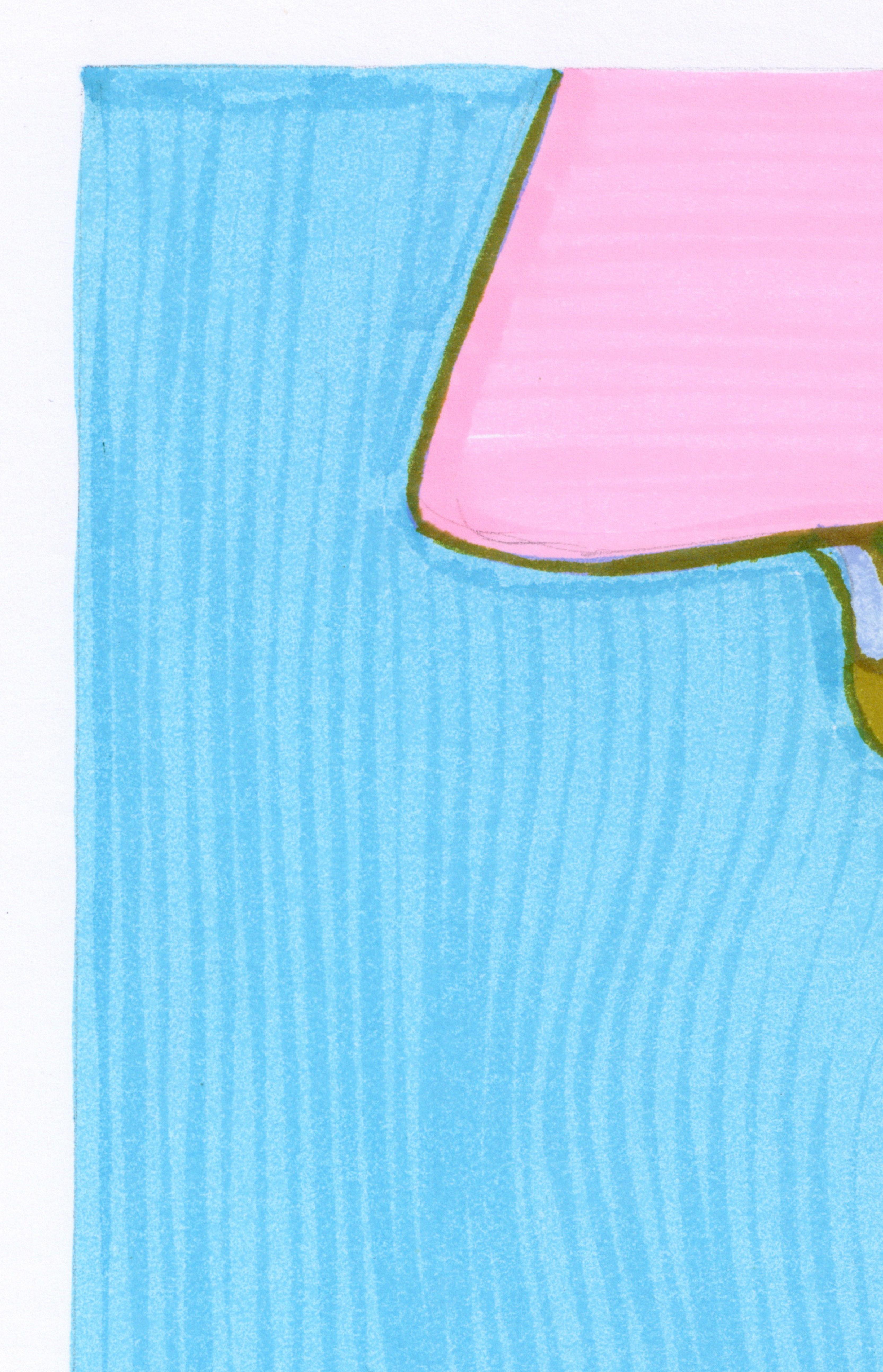 Dibujo Feminista LGBTQ+ Tinta de colores sobre tabla firmado - Linda Stein, Perfil 1192 en venta 2